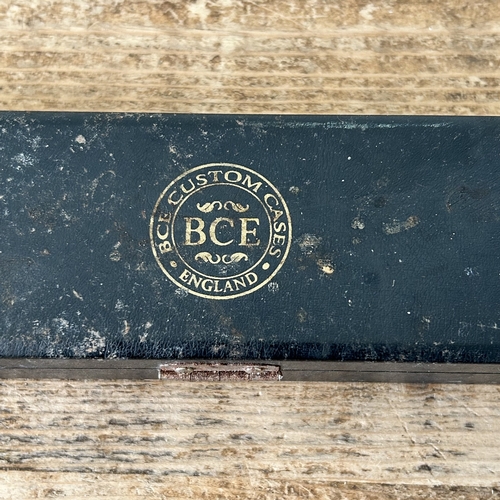 459 - A BCE custom snooker cue, marked 'Jimmy White', in its original case (end of cue with losses and box... 