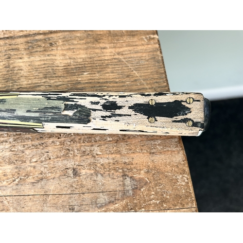 459 - A BCE custom snooker cue, marked 'Jimmy White', in its original case (end of cue with losses and box... 