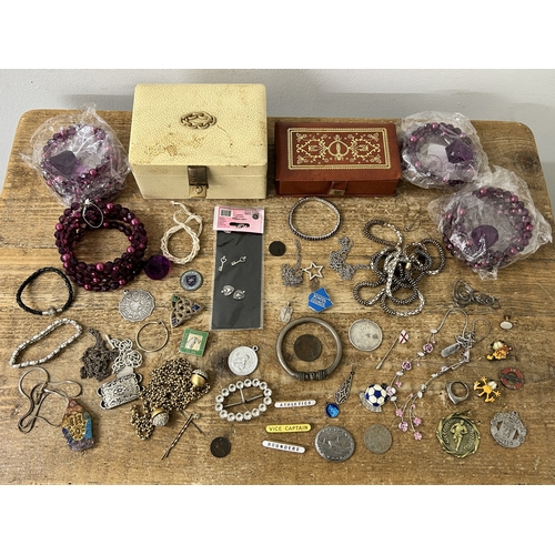 101 - A small quantity of costume jewellery etc together with two jewellery boxes