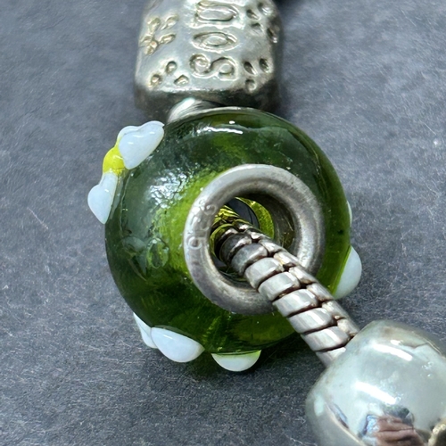 102 - A 925 sterling silver bracelet with a selection of charms, a couple with 925 cores