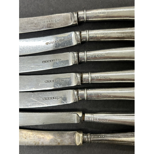 103 - Six hallmarked silver handle butter knives plus one other