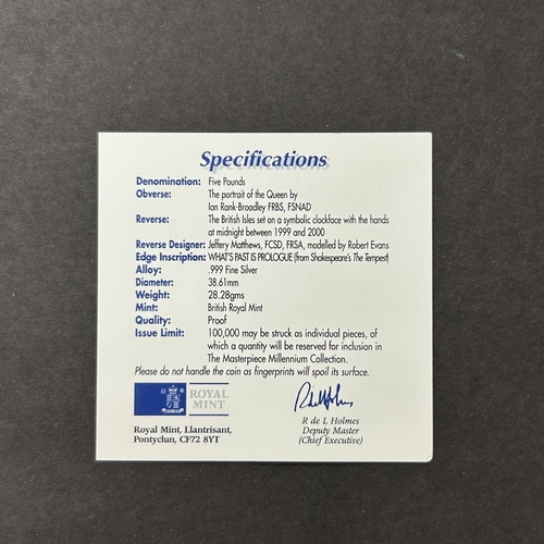 108 - A cased 1999-2000 silver £5 coin, weight approx. 28g