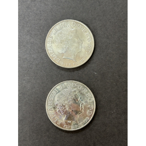 109 - Two 2005 Horatio Nelson £5 coins