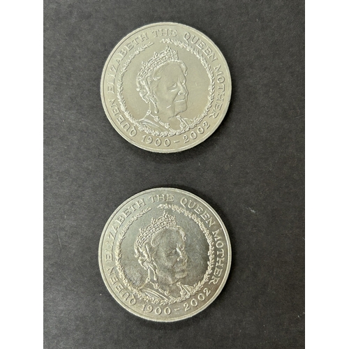 112 - Two 2002 Queen Mother £5 coins