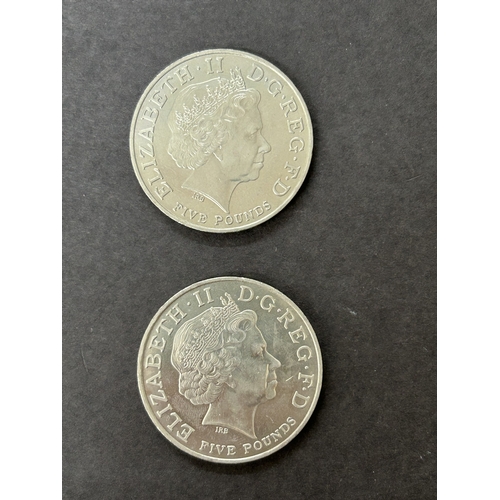 112 - Two 2002 Queen Mother £5 coins