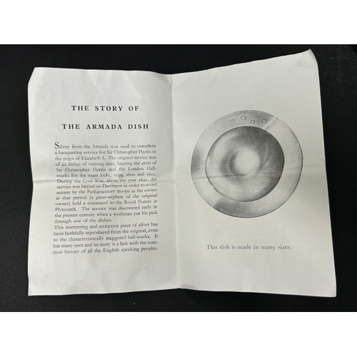 189 - A hallmarked silver 1969 Armada dish with leaflet, 4 1/4