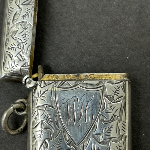 192 - A hallmarked silver vesta case, Birmingham, 40mm long, weight approx. 17g