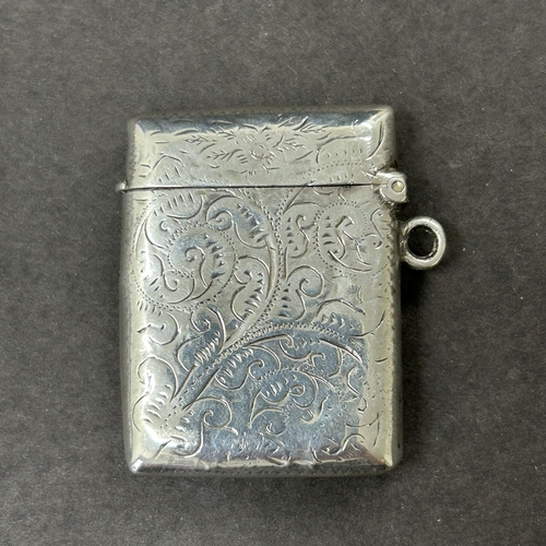 193 - A hallmarked silver vesta case, Birmingham, 1 3/4