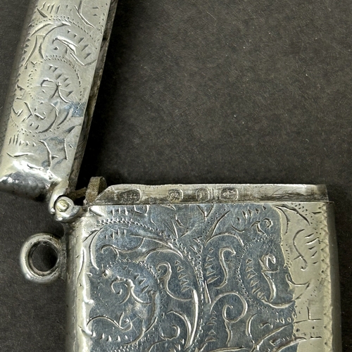 193 - A hallmarked silver vesta case, Birmingham, 1 3/4