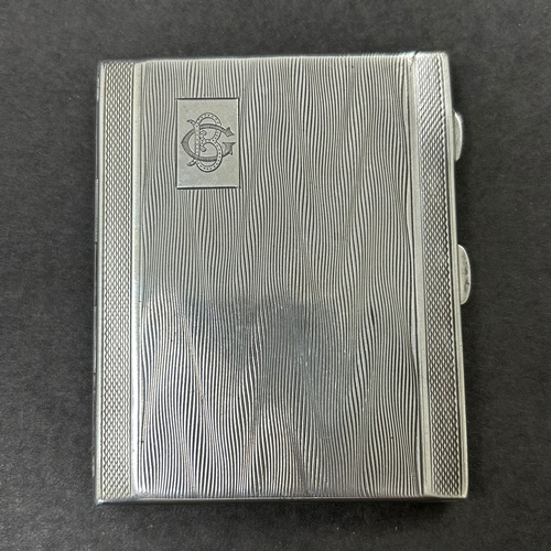 197 - A hallmarked silver cigarette case with dedication to inside, Birmingham, approx. 3 1/4