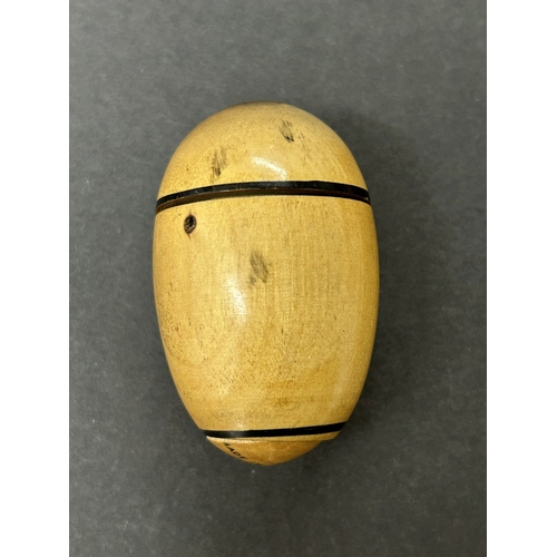 199 - A Victorian treen 'The Columbian Egg' needle case from the 'Worlds Columbian Exposition', German mad... 