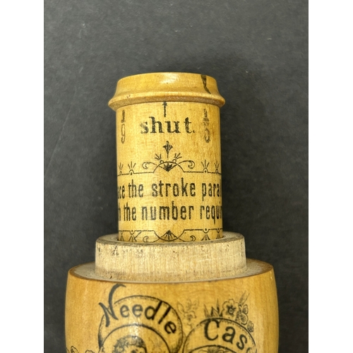 199 - A Victorian treen 'The Columbian Egg' needle case from the 'Worlds Columbian Exposition', German mad... 