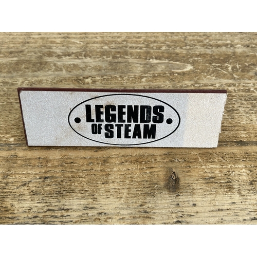 234 - Nineteen pewter famous steam trains on stands by Legends of Steam, with certificates, all approx. 6