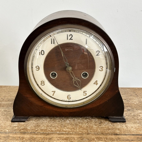240 - A Smiths mantel clock with pendulum and key