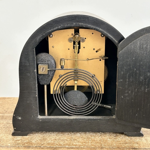 240 - A Smiths mantel clock with pendulum and key