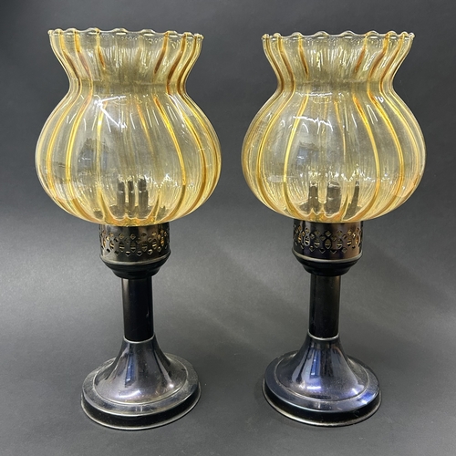 73 - A pair of vintage 'Masons Constant Flame' candle lamps, approx. 12