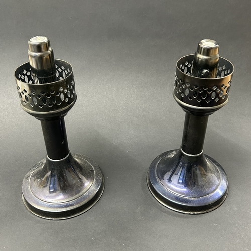 73 - A pair of vintage 'Masons Constant Flame' candle lamps, approx. 12
