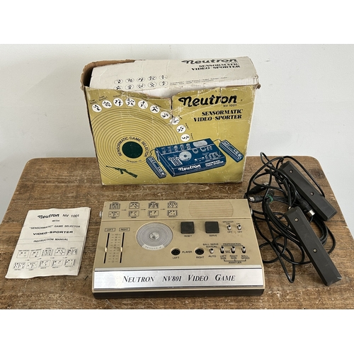 82 - A boxed vintage Neutron NV801 Video-Sporter game with controllers (box with wear and unit not tested... 