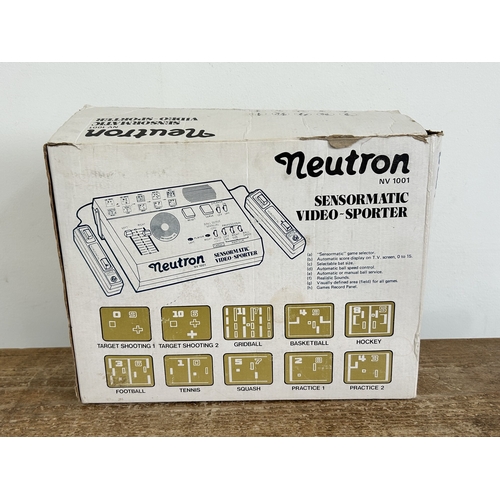 82 - A boxed vintage Neutron NV801 Video-Sporter game with controllers (box with wear and unit not tested... 