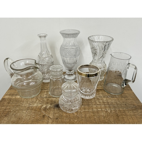 89 - Mixed glass vases and jugs etc