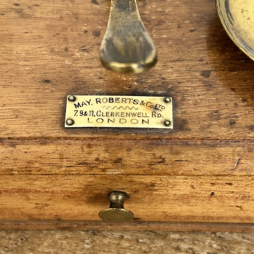 90 - A set of antique May, Roberts & Co Ltd London weigh scales with weights together with a vintage set ... 
