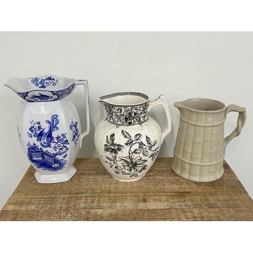 98 - A vintage Dudson Wilcox & Till blue and white jug plus two others