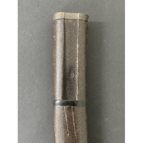 205 - An antique Wakizashi Japanese sword in scabbard, polished blade, hamon marks present, very old Tsuba... 