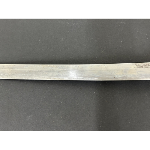 207 - A Japanese Katana in a wooden scabbard, the blade has been sharpened and is polished, plain Tsuba, b... 