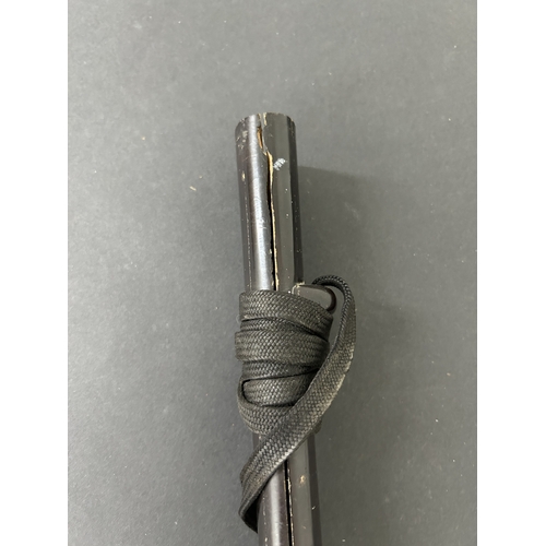 207 - A Japanese Katana in a wooden scabbard, the blade has been sharpened and is polished, plain Tsuba, b... 