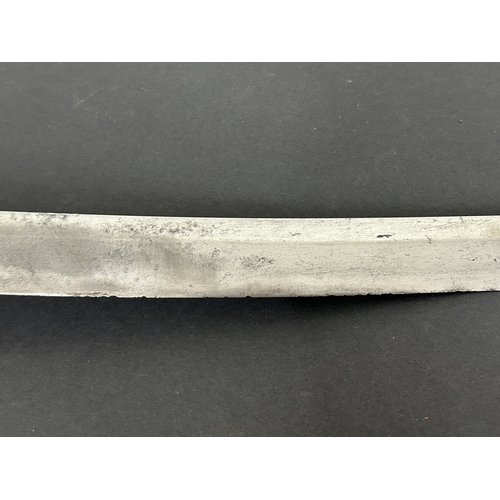 208 - An antique Japanese Wakizashi in non-matching leather covered wooden scabbard, polished blade, a Tsu... 