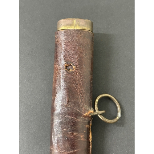 209 - A Japanese emergency issue WW2 military Shin-Gunto sword in a leather covered wooden scabbard, polis... 