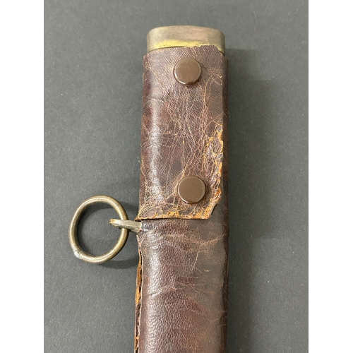 209 - A Japanese emergency issue WW2 military Shin-Gunto sword in a leather covered wooden scabbard, polis... 