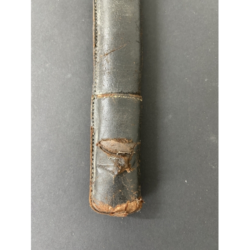 210 - A WW2 Japanese Officers sword in wooden scabbard with leather covering, polished blade, plain Tsuba ... 