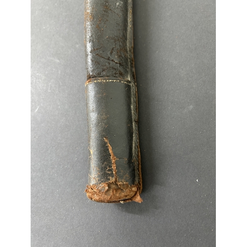 210 - A WW2 Japanese Officers sword in wooden scabbard with leather covering, polished blade, plain Tsuba ... 