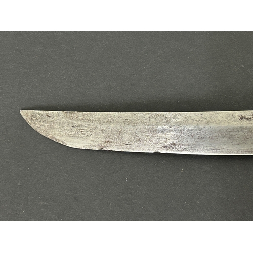 212 - A Japanese Wakizashi sword with polished blade, unusual Tsuba and well used Tsuka, with Menukis, bla... 