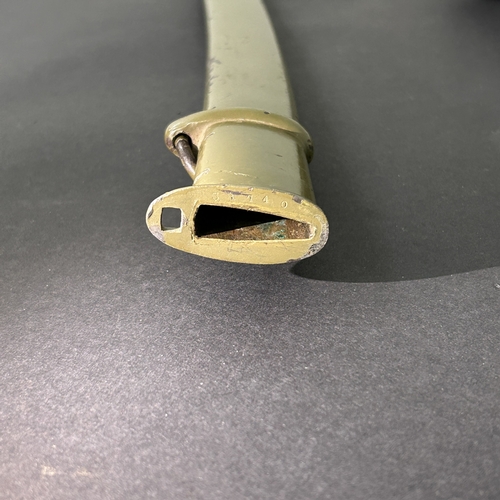 217 - A Shin-Gunto Japanese sword, standard WW2 issue in a green scabbard, military mounts, matching numbe... 