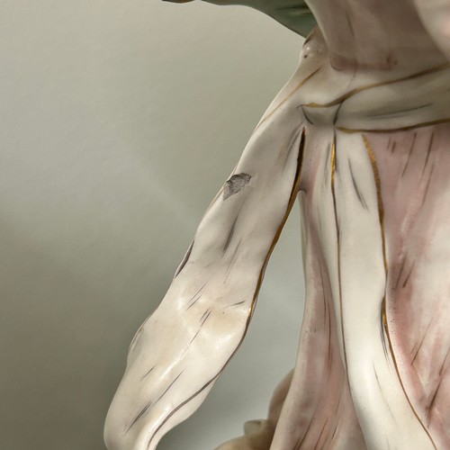 100 - A large Royal Dux Art Nouveau porcelain figure group of two females with a large shell, approx. 19 1... 