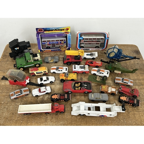 257 - A collection of vintage Corgi, Matchbox etc vehicles including a Britains jeep (all in playworn cond... 