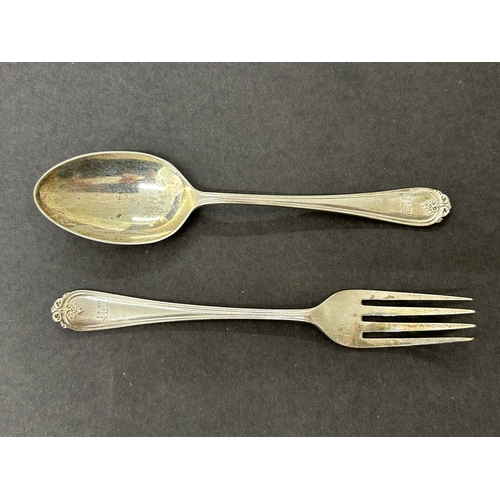 131 - A cased hallmarked silver christening fork and spoon, weight approx. 56g