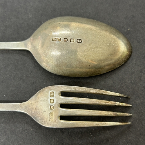 131 - A cased hallmarked silver christening fork and spoon, weight approx. 56g