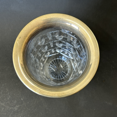 135 - A hallmarked silver rim cut glass celery vase/candle holder/flower vase, approx. 7 1/2