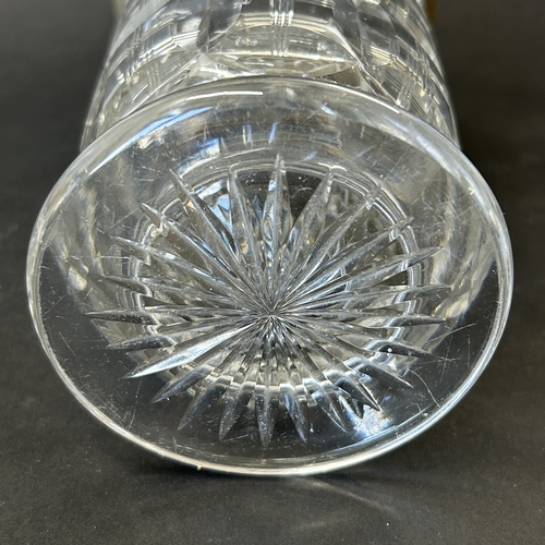 135 - A hallmarked silver rim cut glass celery vase/candle holder/flower vase, approx. 7 1/2
