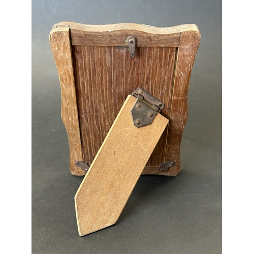 139 - A wooden frame photo holder with hallmarked silver front, approx. 6