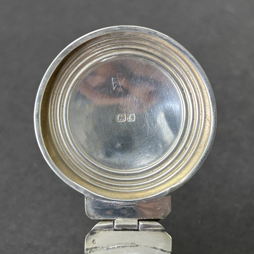 141 - A Chester hallmarked silver capstan inkwell with wood base, combined weight approx. 93g