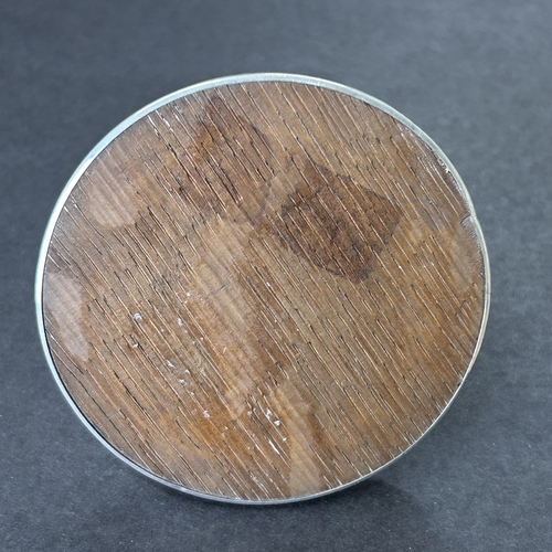 141 - A Chester hallmarked silver capstan inkwell with wood base, combined weight approx. 93g