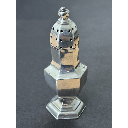 142 - A hallmarked silver pepperette, weight approx. 43g (marks rubbed)