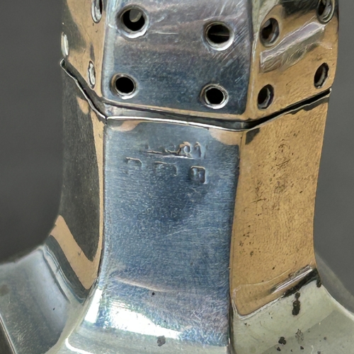 142 - A hallmarked silver pepperette, weight approx. 43g (marks rubbed)