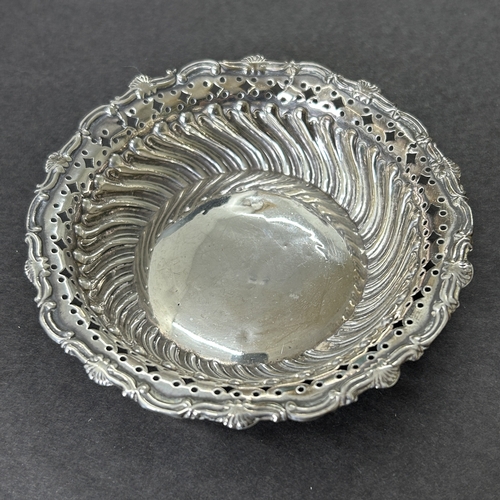 143 - A hallmarked silver pierced bon-bon dish, just over 4 1/4