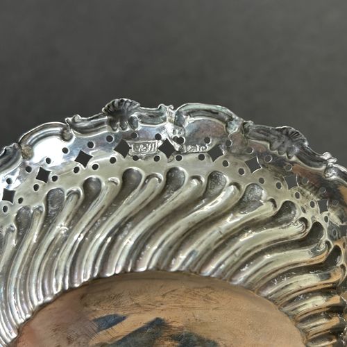 143 - A hallmarked silver pierced bon-bon dish, just over 4 1/4