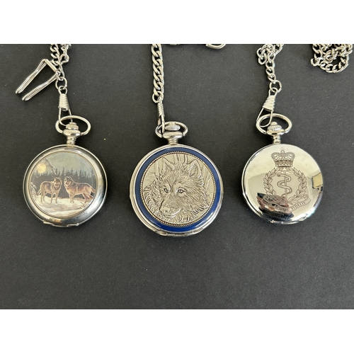 174 - Three vintage style pocket watches on chains including a Franklin Mint example plus various wristwat... 